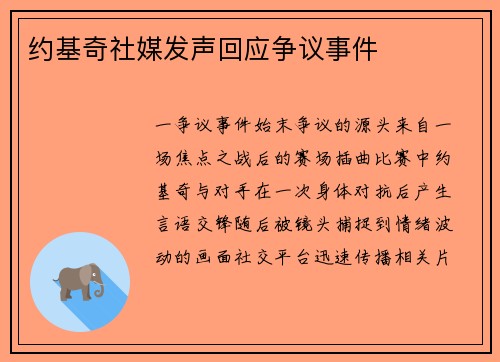 约基奇社媒发声回应争议事件